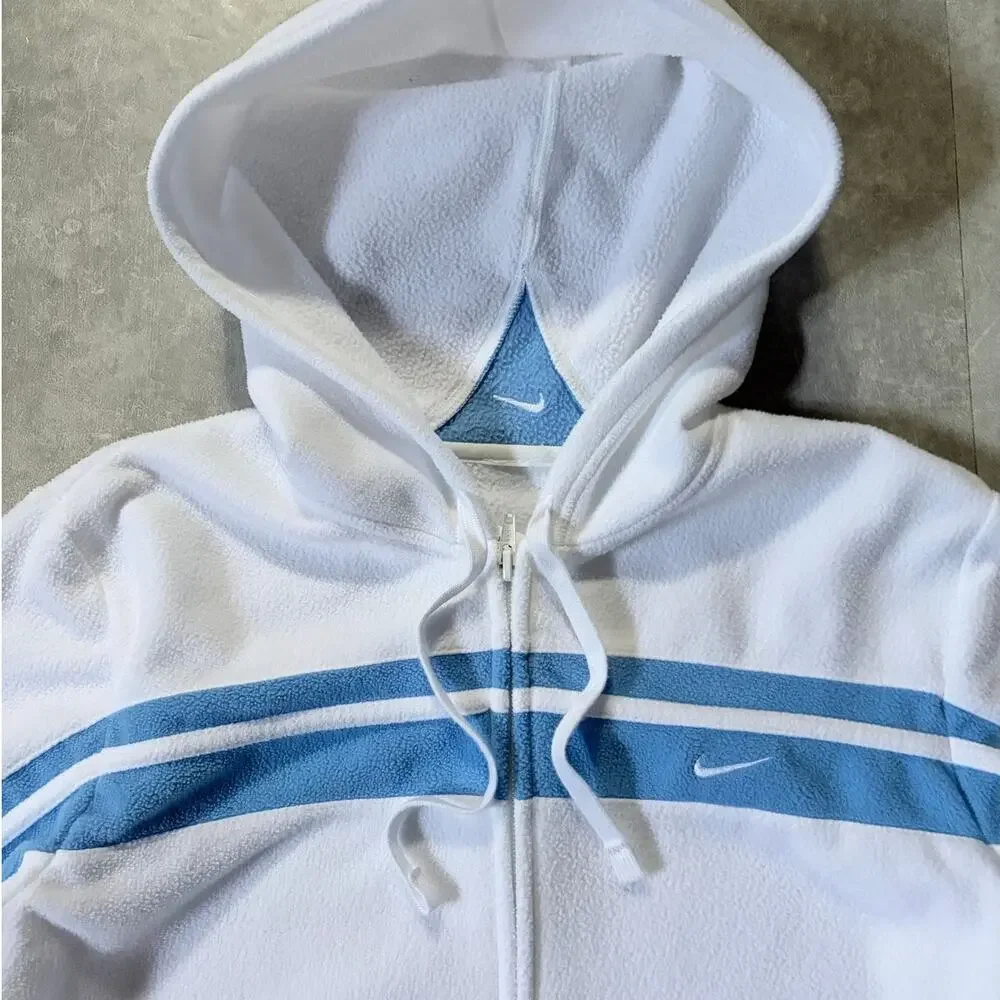 2000s Vintage Nike White Fleece Hoodie -M